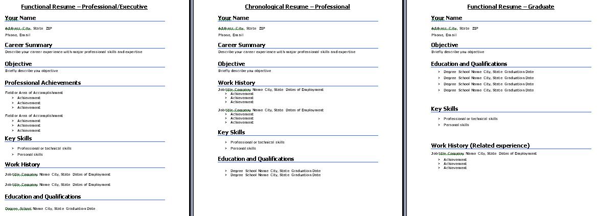 Select the Resume Format. At this point you have the basic information