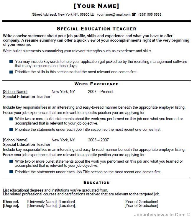 Resume Samples For Teachers With Experience In India