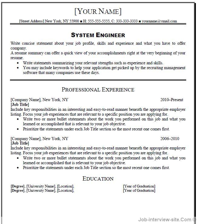 Resume of it engineer