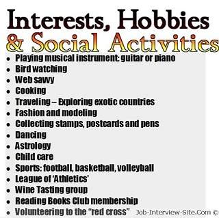 Best hobbies and interests for resume