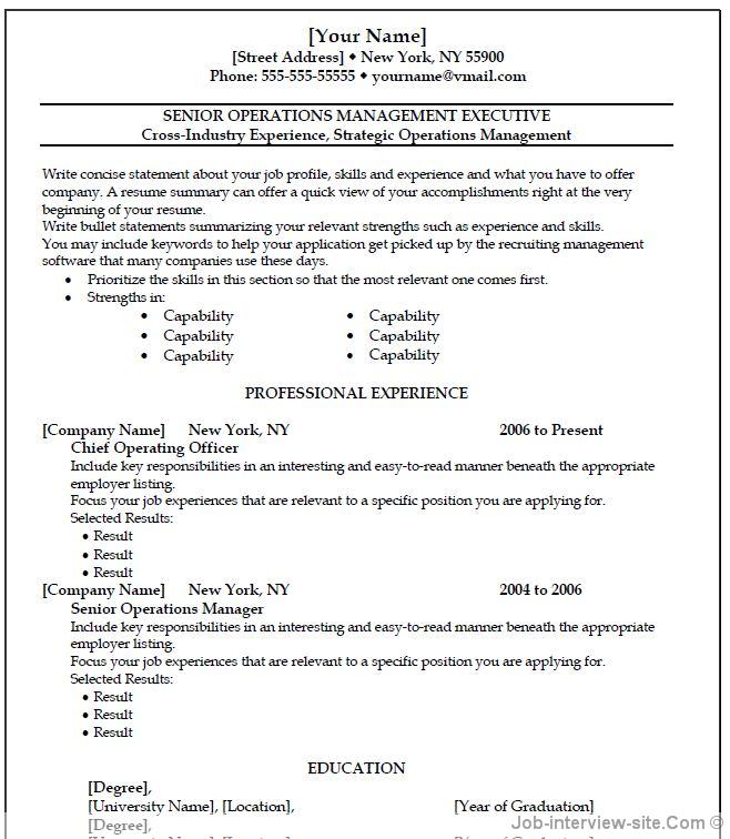 Sample of professional resume format