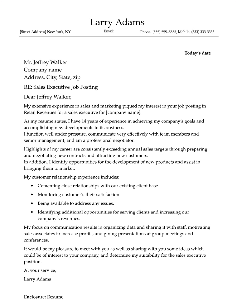 Marketing And Sales Cover Letter Samples