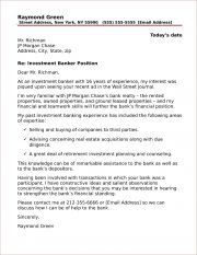 Investment Banking Cover Letter Sample