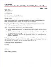 Dental Receptionist Cover Letter Sample