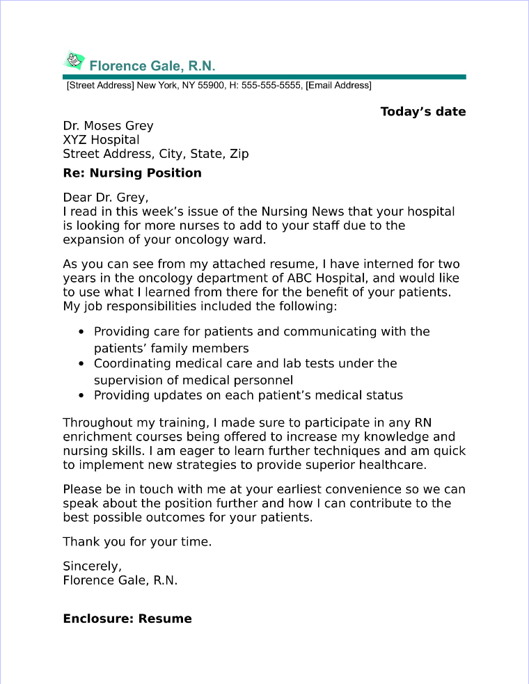 cover letter examples for new graduate nurses