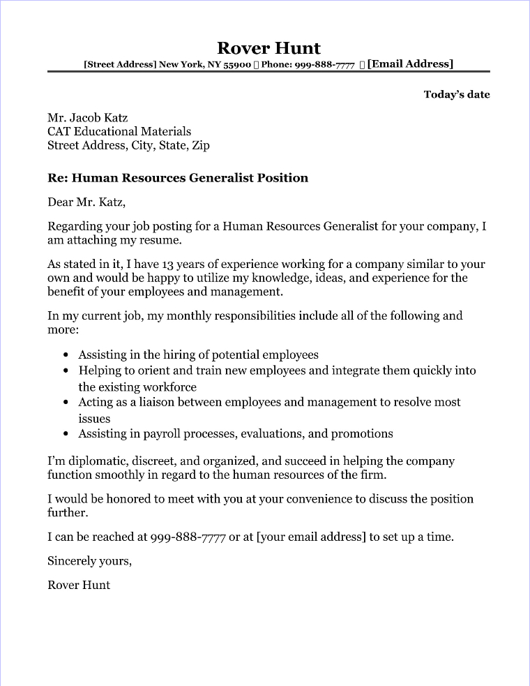 Human Resources Manager Cover Letter Sample from www.job-interview-site.com