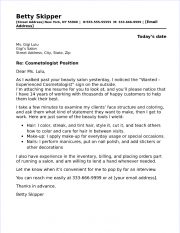 Cosmetologist Cover Letter Sample