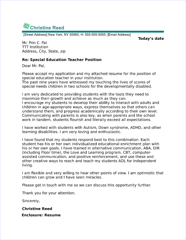 director of special education cover letter