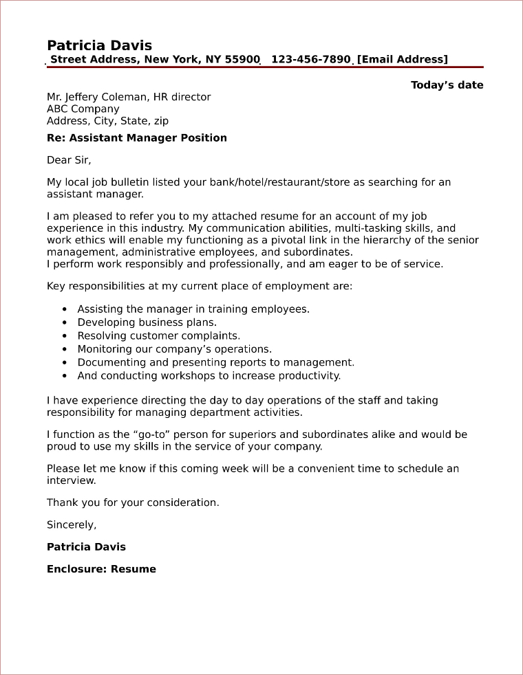 good cover letter examples for senior management positions