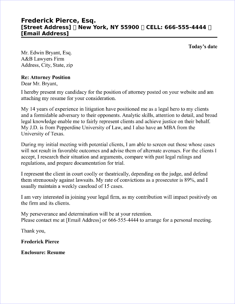 employment lawyer cover letter