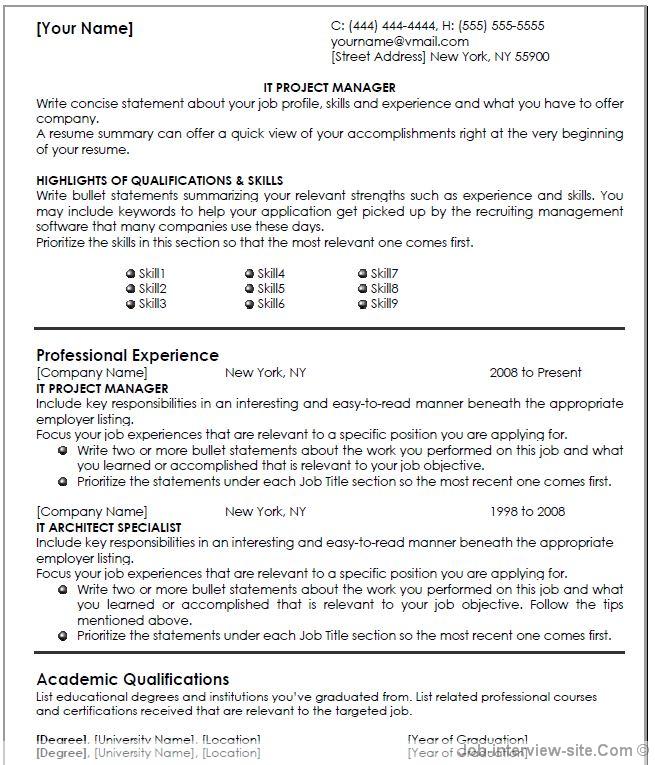 IT Project Manager Resume Template-thumb