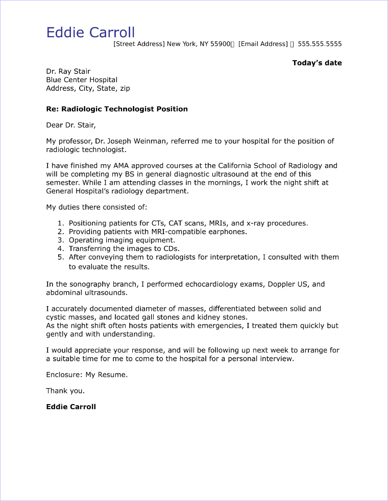cover letter for a referral position