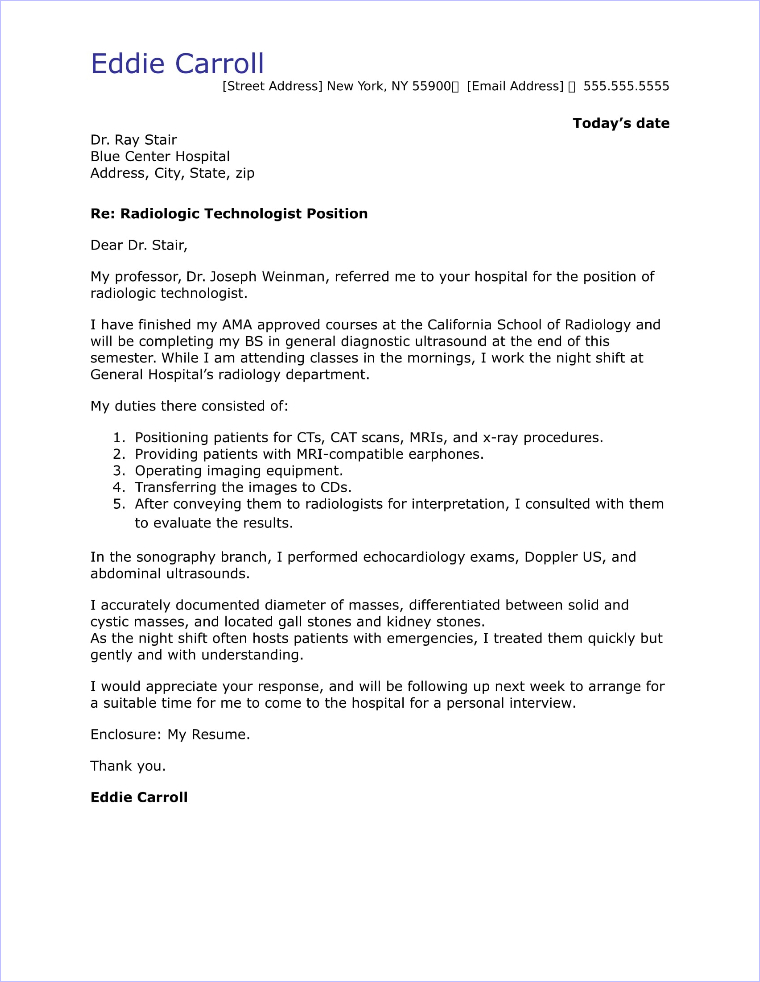 cover letter from a referral