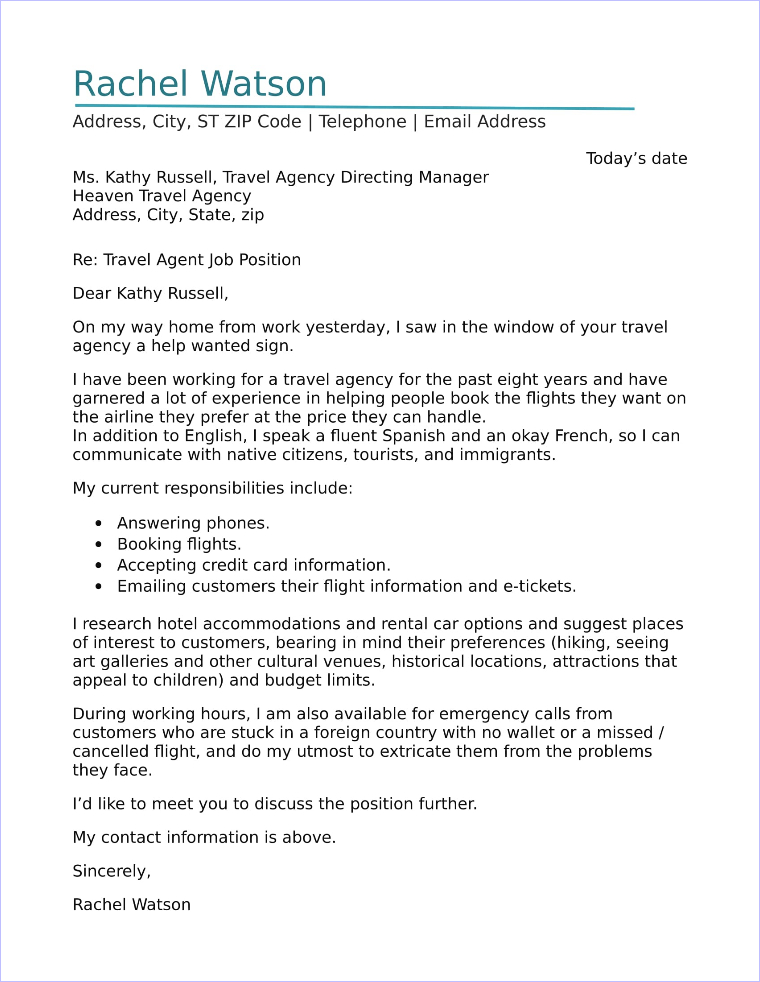 passion for travel cover letter